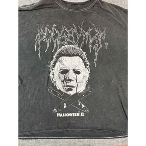 Halloween II Michael Myers T Shirt Mens L XL Black Horror Movie Graphic Tee‎